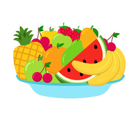 fruit in plate. Fruit healthy organic food sweet and nature concept. bright colors fruits