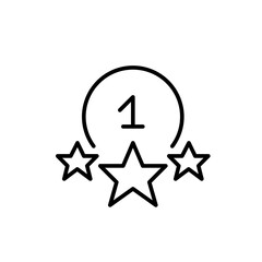 First place winner medal with stars. Pixel perfect, editable stroke line icon