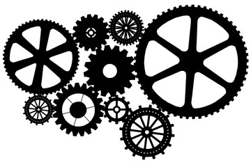 Black gears Gears isolated on white background