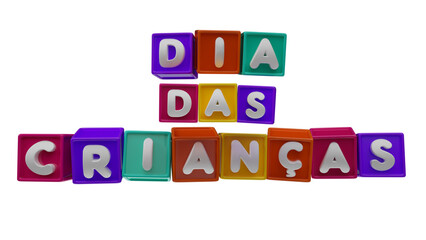 3d stamp isolated in portuguese for children's day