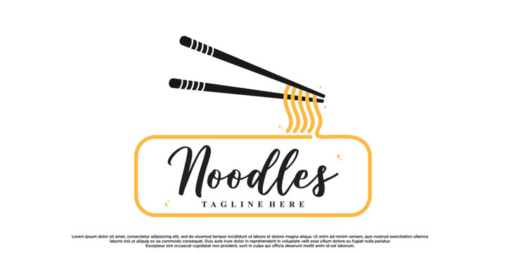 Noodles or ramen logo design with creative concept Premium Vector