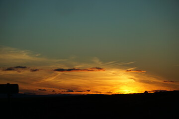 Sunset over field in Iceland