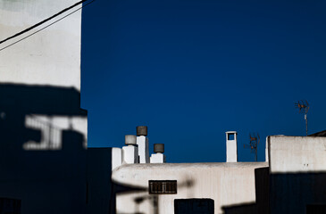 White village against blue sky. Almeria, Spain