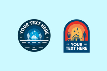 Adventure camp emblem or badge logo