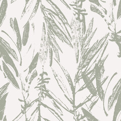 Pale green and white olive tree leaves, floral seamless pattern