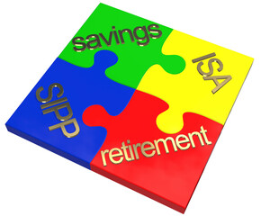 jigsaw concept golden retirement concept savings concept SIPP ISA primary colours colors