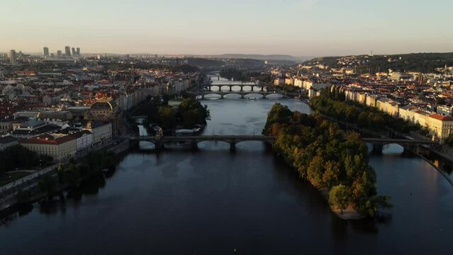 Prague center and view on the Vitava river