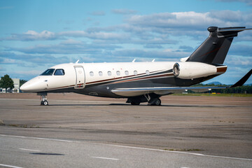 Fototapeta na wymiar Private jet on ground. Success, richness and growth concept.