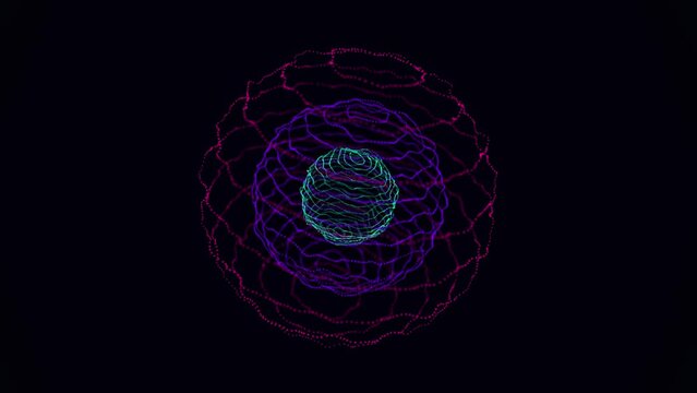 Futuristic colored sphere of particles and lines. Network connection big data. Abstract technology background. 3d rendering.