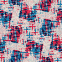 Multi Watercolor-Dyed Canvas Effect Textured Checked Pattern