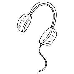 Doodle vector icon of headphones, audio equipment
