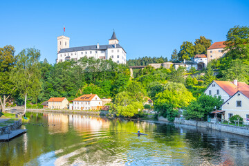 Fototapeta na wymiar Rozmberk Castle above Vltava River