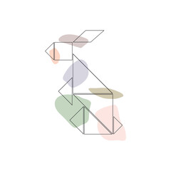 Happy new year 2023. Chinese New Year. Black rabbit  contour. Lunar 2023. Year of the Rabbit. Chinese new year background, banner, greeting card.