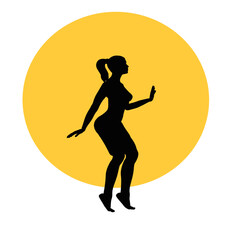Fototapeta na wymiar Dancing woman vector design isolated on yellow and white background.
