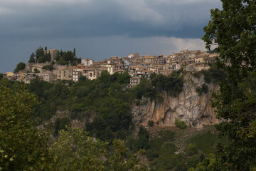 Fototapeta na wymiar Panoramic view of Jenne, a little medieval village in the lazio region Italy 