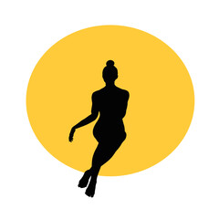 Fototapeta na wymiar Sitting woman vector design isolated on yellow and white background.