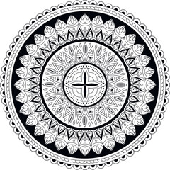 Circular hand drawn mandala. Coloring book page. Abstract vector pattern for design.