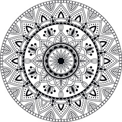 Circular hand drawn mandala. Coloring book page. Abstract vector pattern for design.