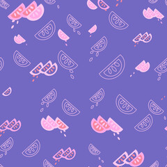 Fruit Seamless Vector Pattern with Fruit Slices