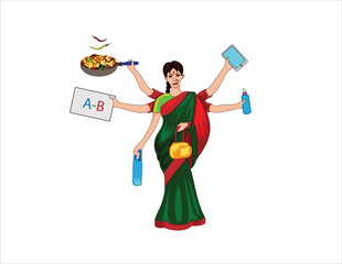 Fototapeta premium Saudi Arab husband and wife doing clothes shopping vector illustration 