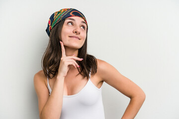 Young caucasian woman isolated on white background