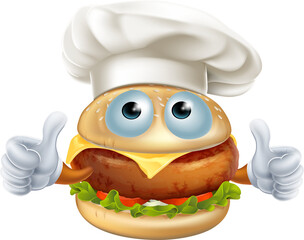 Cartoon chef hamburger character