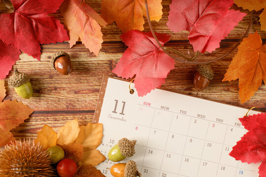 	11月のカレンダー｜秋のイメージ