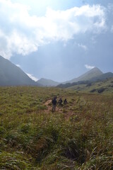 hiking in the mountains