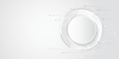 Obraz premium Digital internet communication in grey background. Wide Cyber security internet and networking concept. Hi-tech vector illustration with various technology elements. Abstract global sci-fi concept