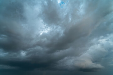Horizon panorama and dramatic twilight sky and cloud sunset background. Natural sky background texture, beautiful color. Dark clouds, big storm and rain.