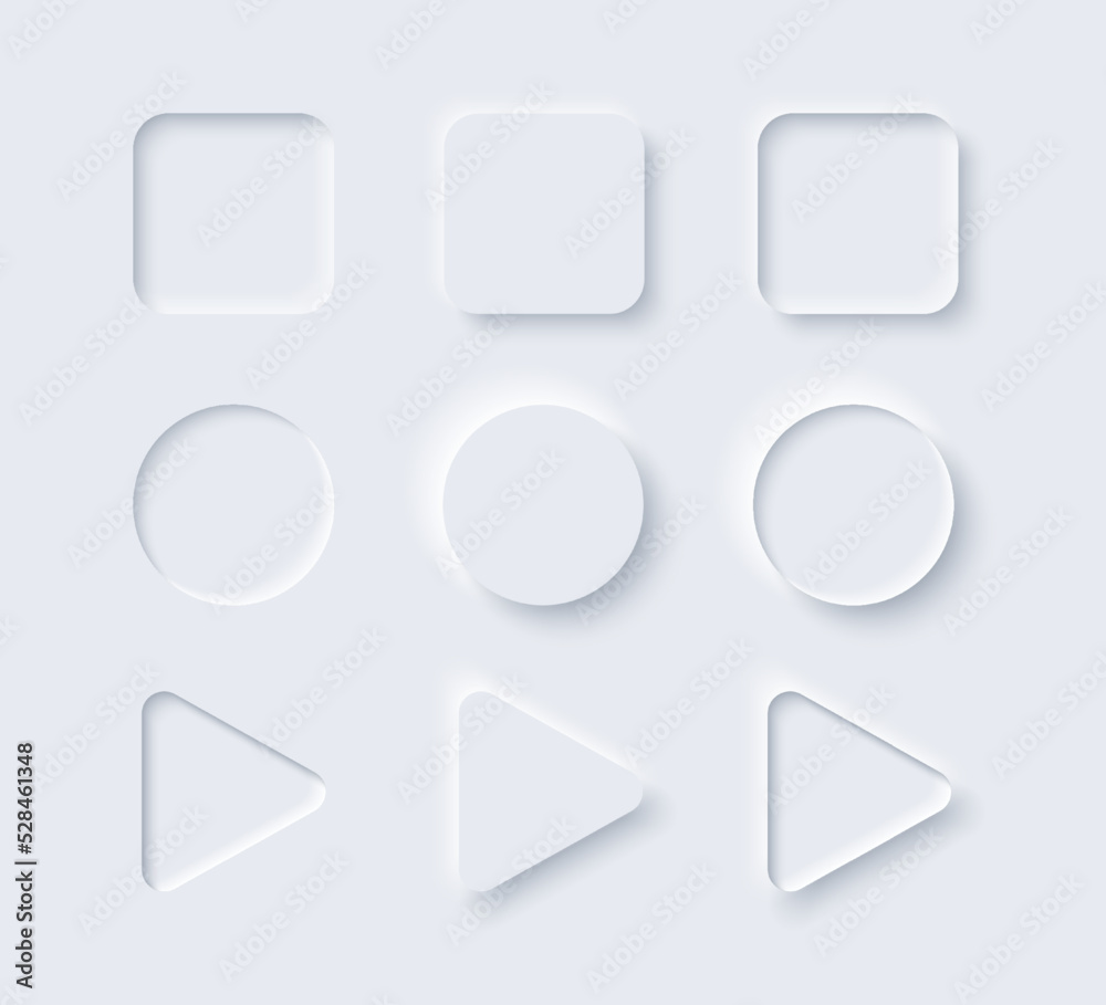 Poster Neumorphic buttons set. Minimal vector design elements for Ui.