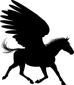 Winged Pegasus Horse Silhouette