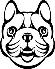 Hand drawn face of dog. Black and white vector illustration mascot art