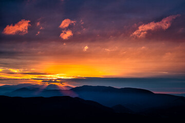Sunrise over the Low Tatras seen from the Mount Krizna, Great Fatra (Velka Fatra), Carpathians, Slovakia.