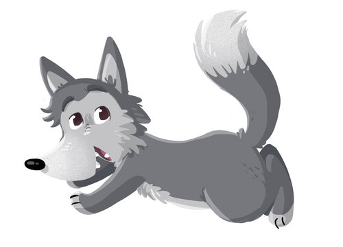 illustration of gray wolf jumping