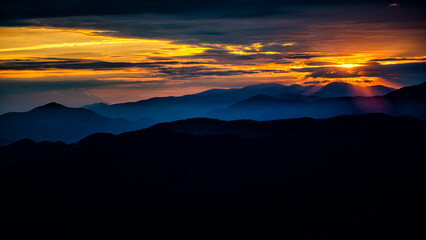 Sunrise over the Low Tatras seen from the Mount Krizna, Great Fatra (Velka Fatra), Carpathians, Slovakia.