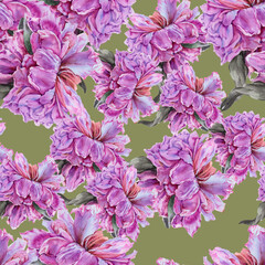 Background old peonies. Seamless pattern. - 528463382