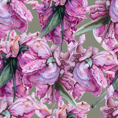 Background old peonies. Seamless pattern. - 528463384