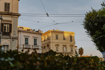 Häuser vom Sonnenuntergang beleuchtet Cagliari die Hauptstadt von Sardinien 