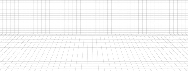 Perspective grid lines background design vector. Room front view wireframe illustration.