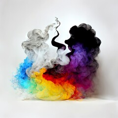 colorful smoke on white background, vivid colored smoke
