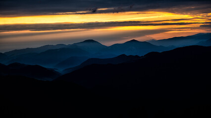 Sunrise over the Low Tatras seen from the Mount Krizna, Great Fatra (Velka Fatra), Carpathians, Slovakia.