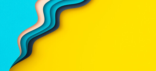 Abstract color papers geometry flat lay composition with blue, pink color lines and shapes on...