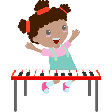Kids and music, Children playing electone, Musical Instruments of child playing different musical instruments, illustration character isolated flat style png 