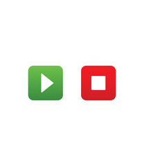 Play and stop green and red button as UI design for video or music players. Vector illustration.