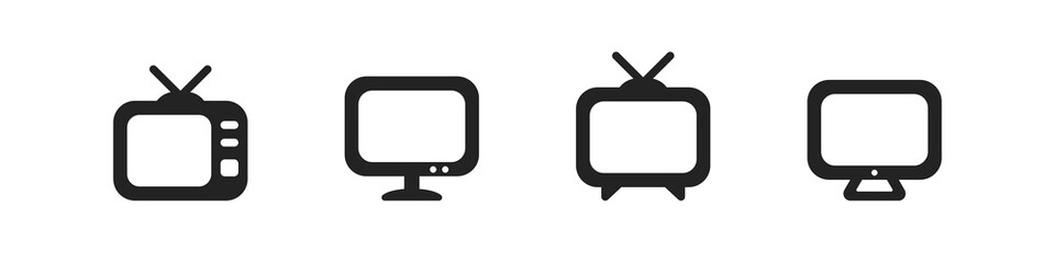 TV icon. Retro television vector symbol. Simple old screen icon. Monitor and tv icons set. Vintage television web icons. EPS10