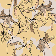 Seamless pattern with leaves. Hand drawing.