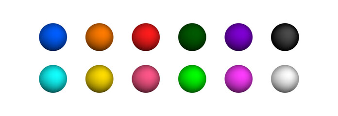 3d colored sphere. Circle ball. Vector symbol. Realistic ball set. Plastic color bubble.