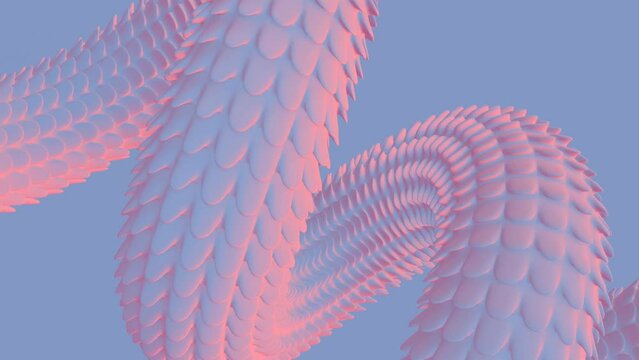 Light snake body moves on blue background 3D 4K loop animation