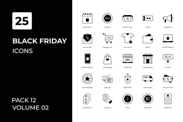 Black Friday icons collection. Set contains such Icons as black friday, black friday icons, commerce icon, and more